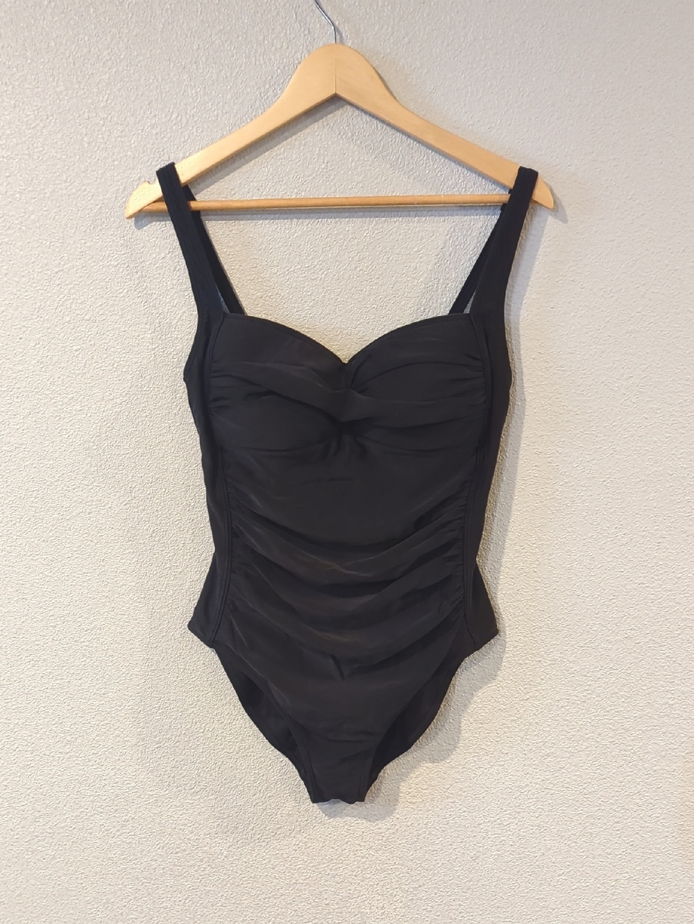 Classic Black Ruched One-Piece Swimsuit Size 12
